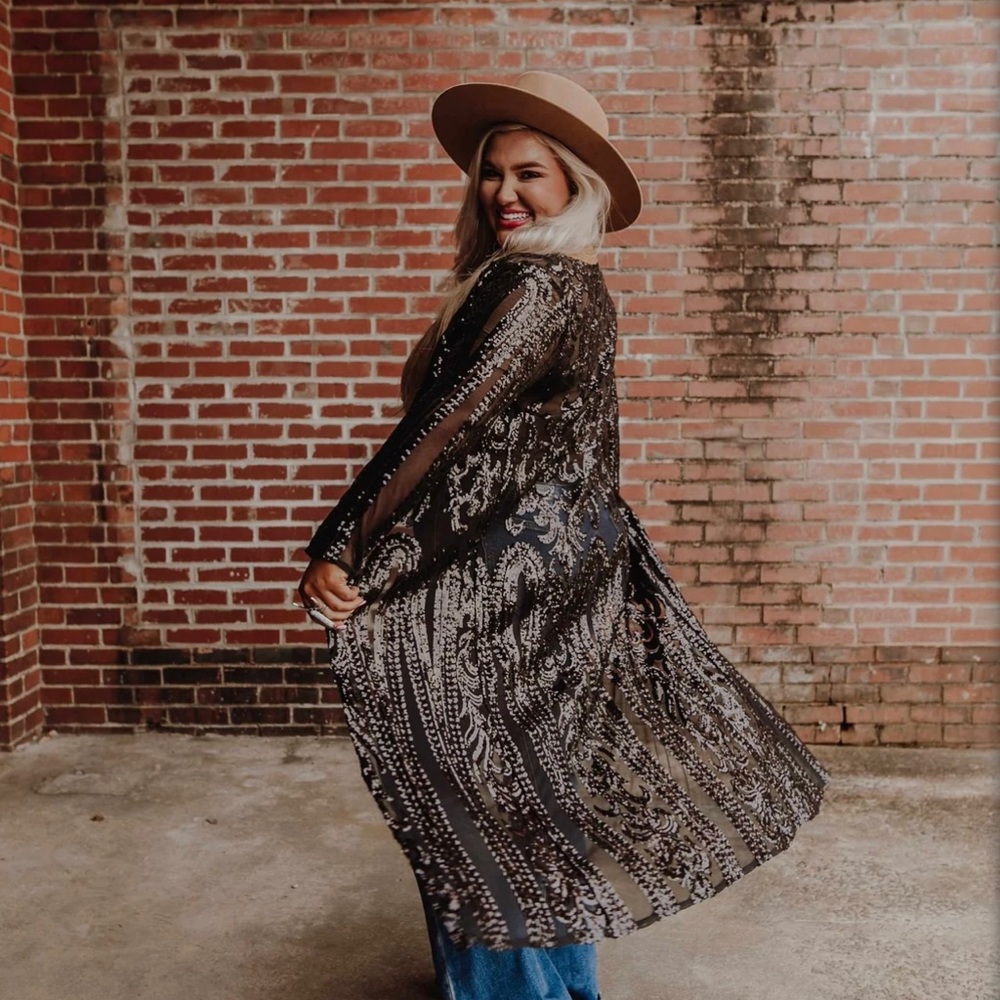 Black Sequin Glitter Duster